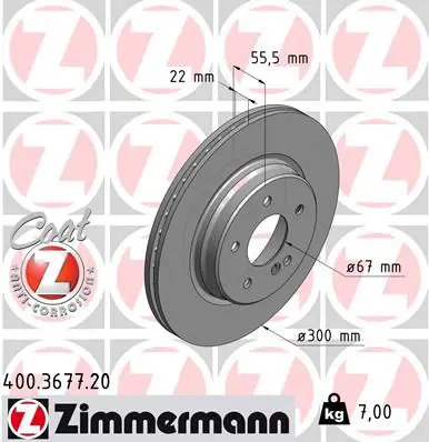 ZIMMERMANN 400367720 Диск тормозной задн MB W210