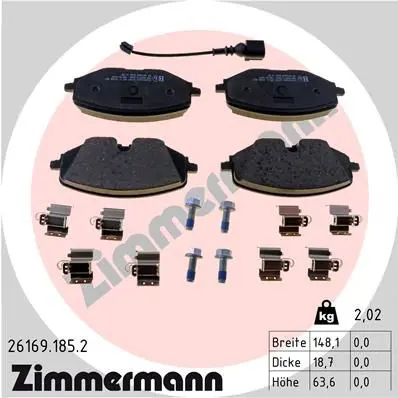 ZIMMERMANN 261691852 Комплект тормозных колодок,