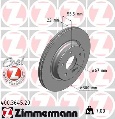 ZIMMERMANN 400364520 ДИСК ТОРМ MER W202/W203/R170
