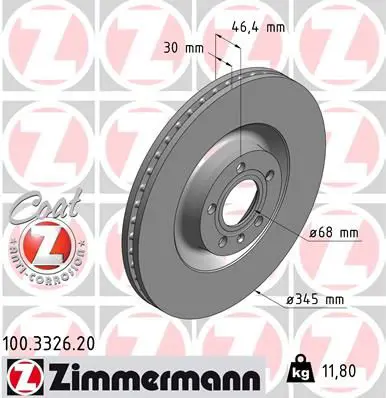 ZIMMERMANN 100332620 ДИСК ТОРМ AUDI A4 S4