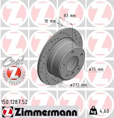 ZIMMERMANN 150128752 Тормозной диск