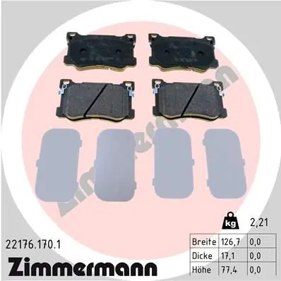 ZIMMERMANN 221761701 Комплект тормозных колодок,