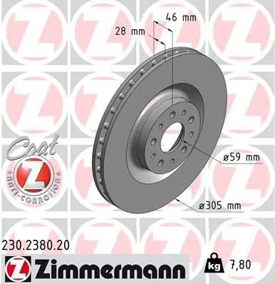 ZIMMERMANN 230238020 Тормозной диск