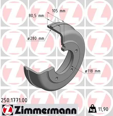 ZIMMERMANN 250177100 Тормозный барабан