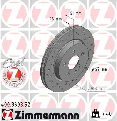 ZIMMERMANN 400360352 Тормозной диск
