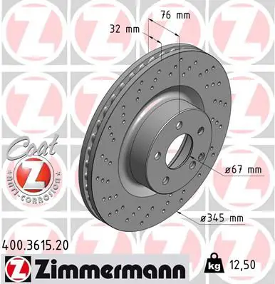 ZIMMERMANN 400361520 Тормозной диск