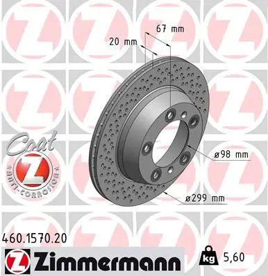 ZIMMERMANN 460157020 Тормозной диск