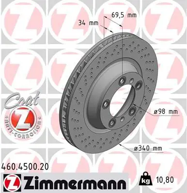 460.4500.20 Диск тормозной BS PORSCHE LEFT