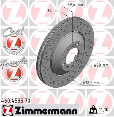 ZIMMERMANN 460453570 Тормозной диск
