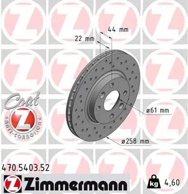 ZIMMERMANN 470540352 Диск тормозной