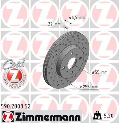ZIMMERMANN 590280852 Тормозной диск