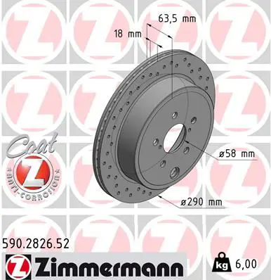ZIMMERMANN 590282652 Тормозной диск
