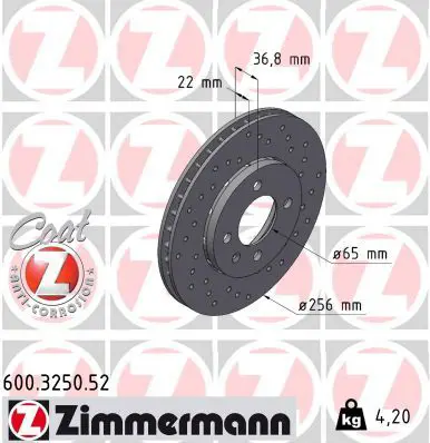 ZIMMERMANN 600325052 Тормозной диск