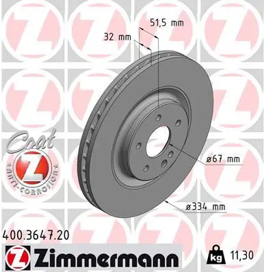 ZIMMERMANN 400364720 Тормозной диск