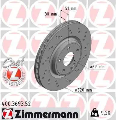 ZIMMERMANN 400369352 Тормозной диск