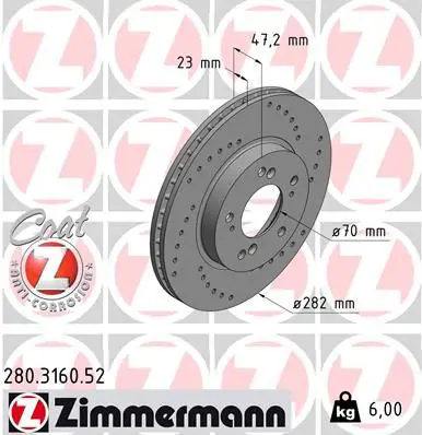 ZIMMERMANN 280316052 Диск тормозной SPORT перед