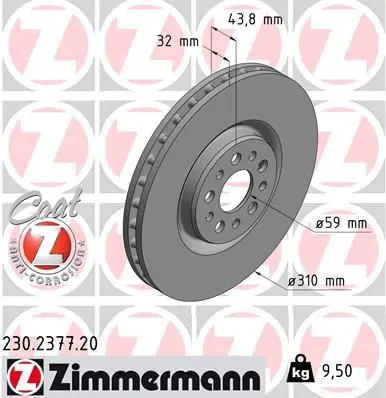 ZIMMERMANN 230237720 Тормозной диск