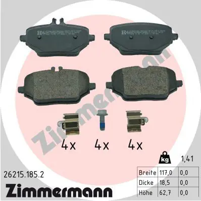 ZIMMERMANN 262151852 Колодки тормозные