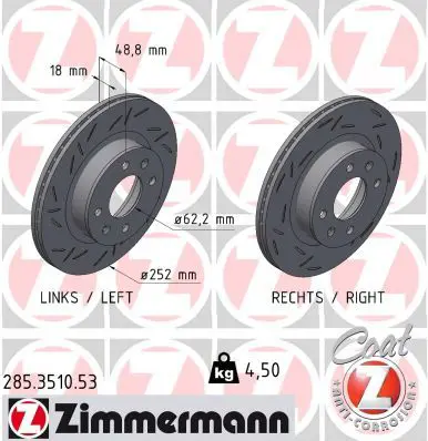 ZIMMERMANN 285351053 Тормозной диск