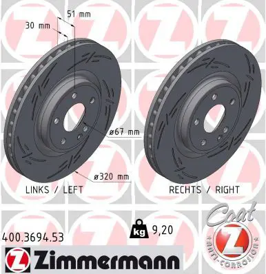 ZIMMERMANN 400369453 Тормозной диск