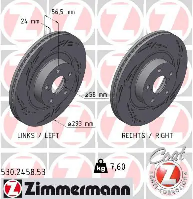 ZIMMERMANN 530245853 Тормозной диск