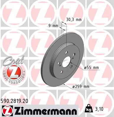 ZIMMERMANN 590281920 Тормозной диск