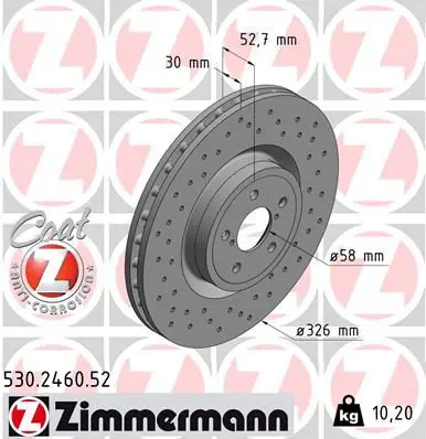 ZIMMERMANN 530246052 ДИСК ТОРМ SUB IMPREZA