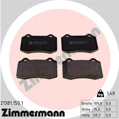 ZIMMERMANN 213811501 Комплект тормозных колодок