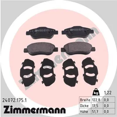 ZIMMERMANN 240721751 Комплект тормозных колодок