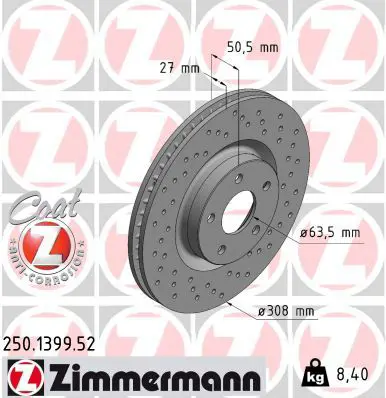 ZIMMERMANN 250139952 Тормозной диск