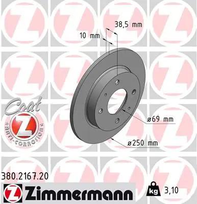 ZIMMERMANN 380216720 Диск тормозной