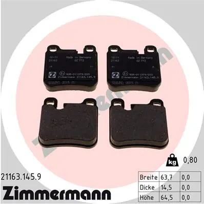 ZIMMERMANN 211631459 Комплект тормозных колодок