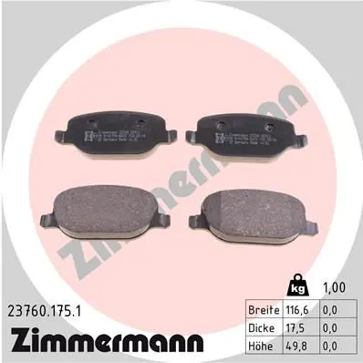 ZIMMERMANN 237601751 КОЛОДКИ ЗАД ALFA 159/LAN