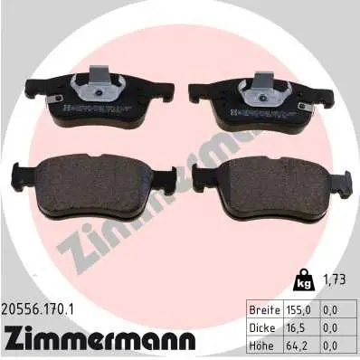 ZIMMERMANN 205561701 Колодки тормозные дисковые