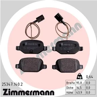 ZIMMERMANN 253471402 Комплект тормозных колодок