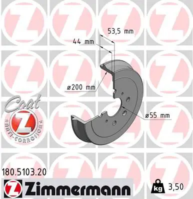 ZIMMERMANN 180510320 Тормозной барабан