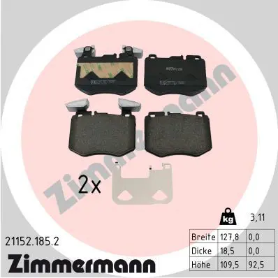ZIMMERMANN 211521852 Комплект тормозных колодок,