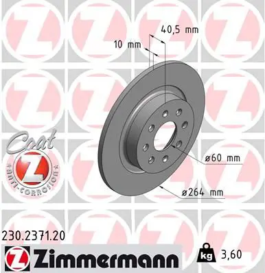 ZIMMERMANN 230237120 Тормозной диск