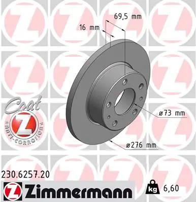 ZIMMERMANN 230625720 Тормозной диск