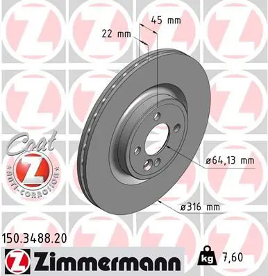ZIMMERMANN 150348820 Тормозной диск