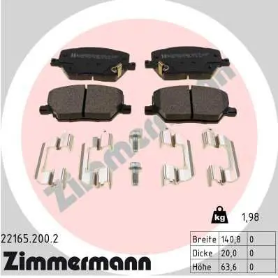 ZIMMERMANN 221652002 Комплект тормозных колодок,