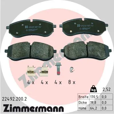 ZIMMERMANN 224922002 Тормозные колодки SBB VW, MAN
