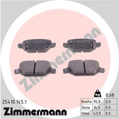 ZIMMERMANN 254101451 Комплект тормозных колодок