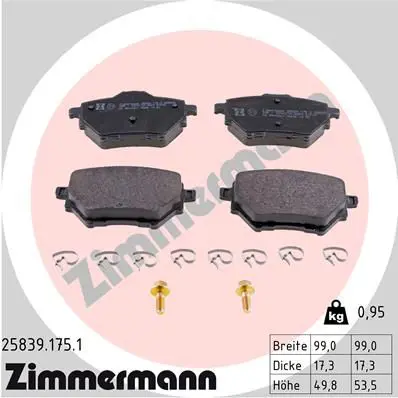 ZIMMERMANN 258391751 Комплект тормозных колодок