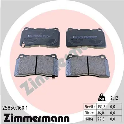 ZIMMERMANN 258501601 Комплект тормозных колодок,