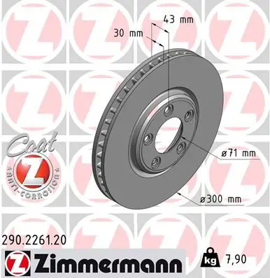 ZIMMERMANN 290226120 ДИСК ТОРМ JAG S-TYPE