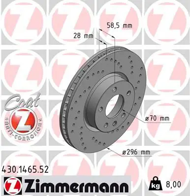 ZIMMERMANN 430146552 Тормозной диск