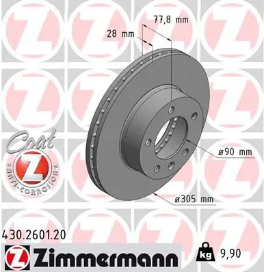 ZIMMERMANN 430260120 Тормозной диск
