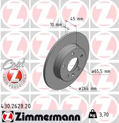 ZIMMERMANN 430262820 ДИСК ТОРМ OPL ZAFIRA