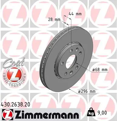 ZIMMERMANN 430263820 Тормозной диск